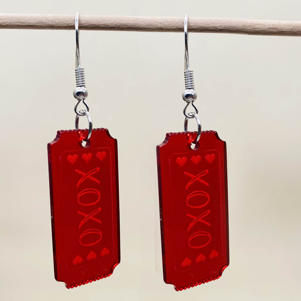 Wholesale Valentine's Day Earrings Love Water Drops LOVE XOXO English Letter Love Acrylic Earrings Jewelry